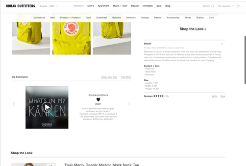 product detail page video placement