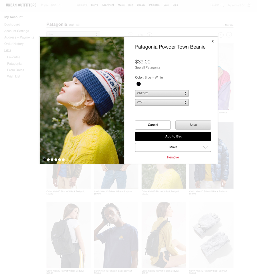 image of product edit modal